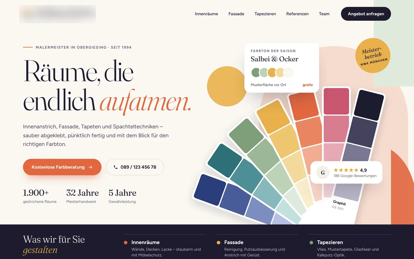 Webdesign-Beispiel Malerbetrieb: Farbhaus Giesing